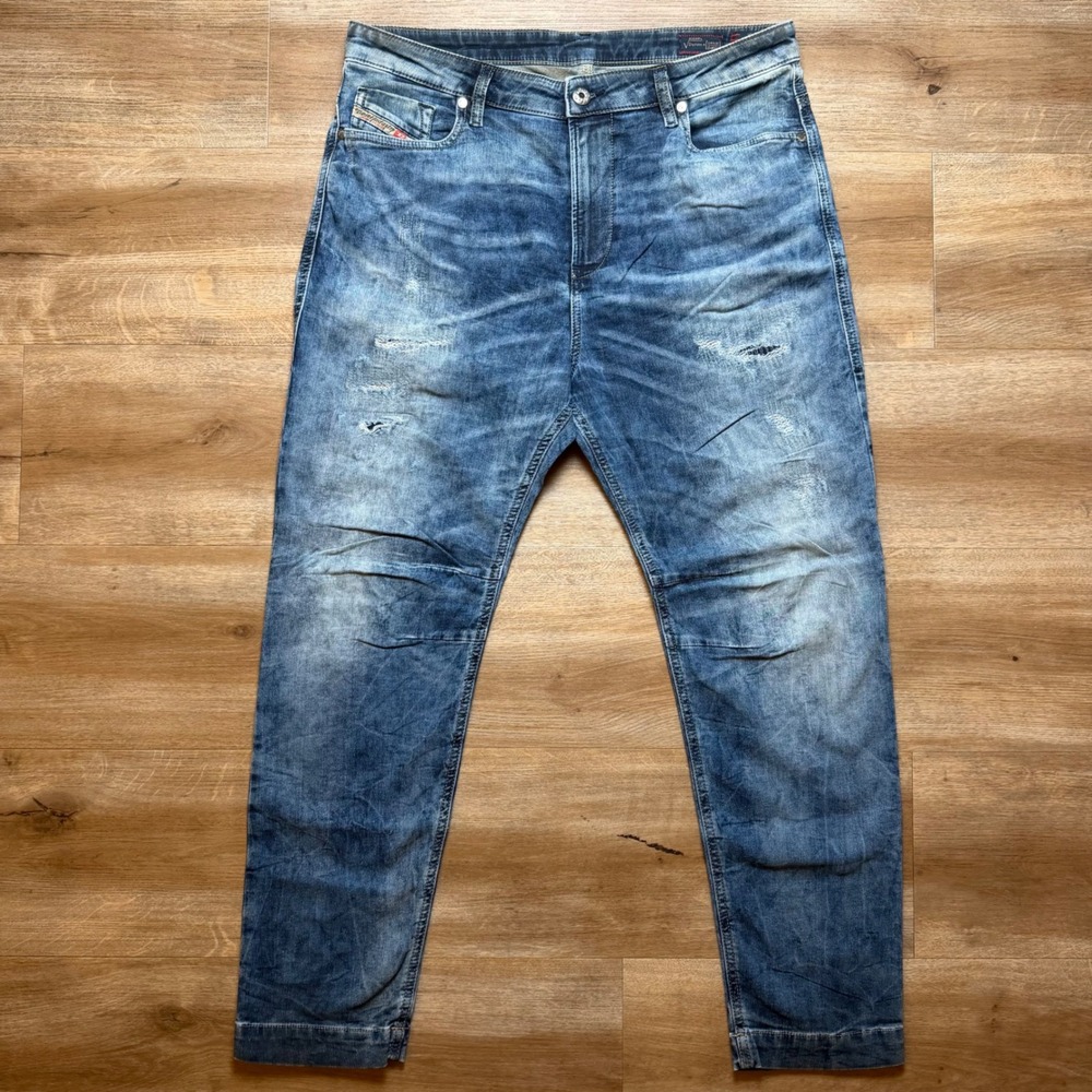 Diesel Eazee-NE JoggJeans Women Size 27 Blue Distressed Relaxed Tapered Jeans